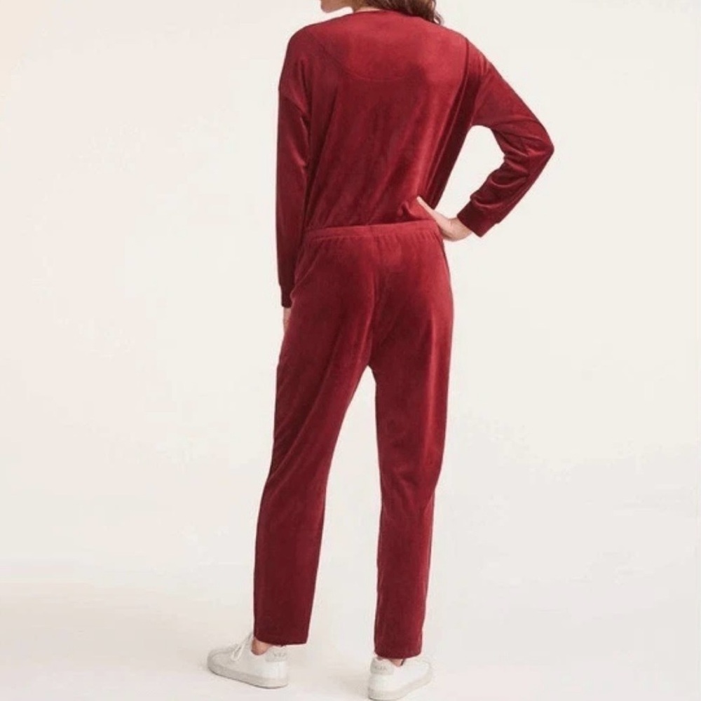 Lou & Grey Women's Velvet Jumpsuit - Deep Wine Red Size XS - Picture 2 of 13
